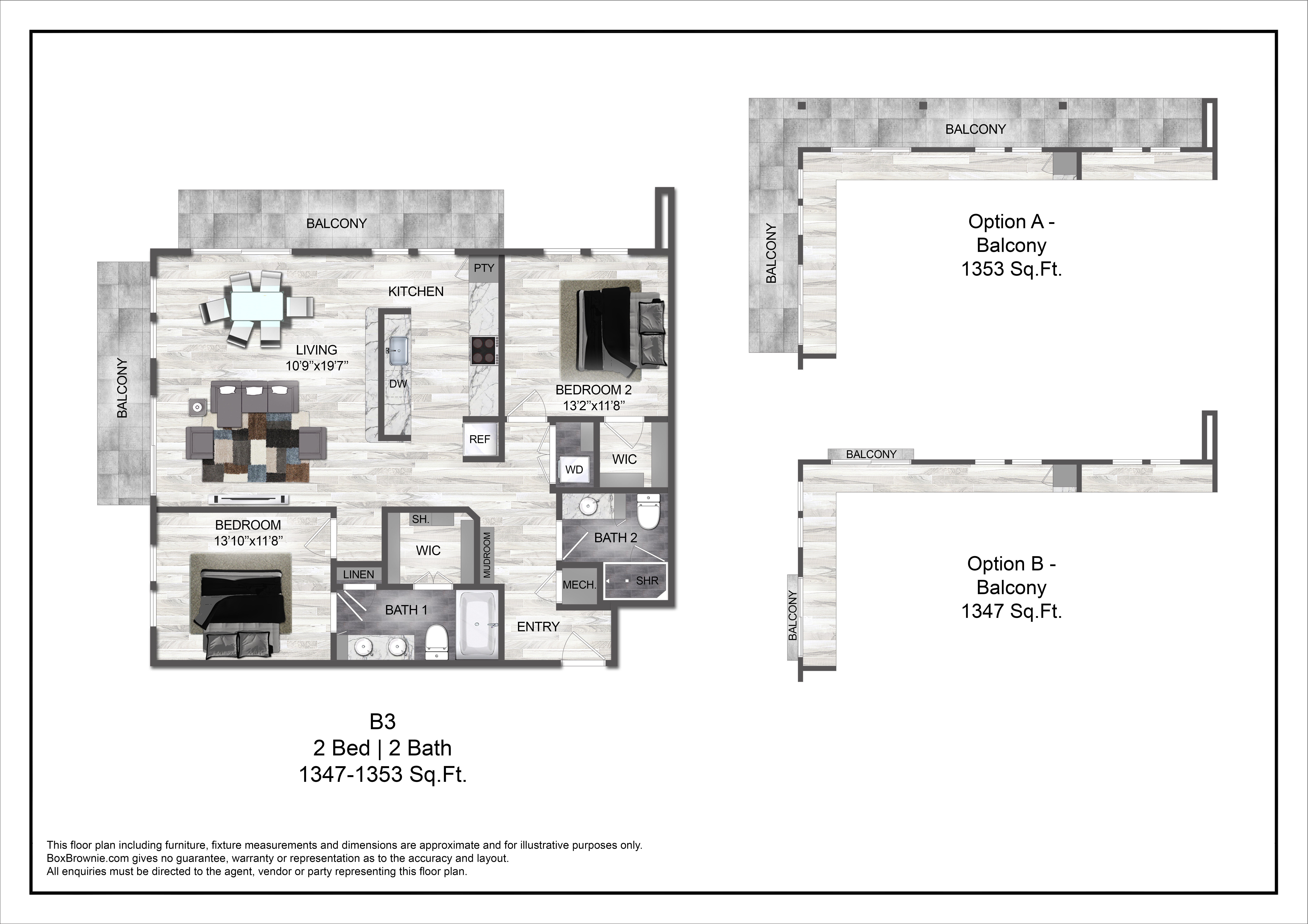 Floor plan layout diagram for B3